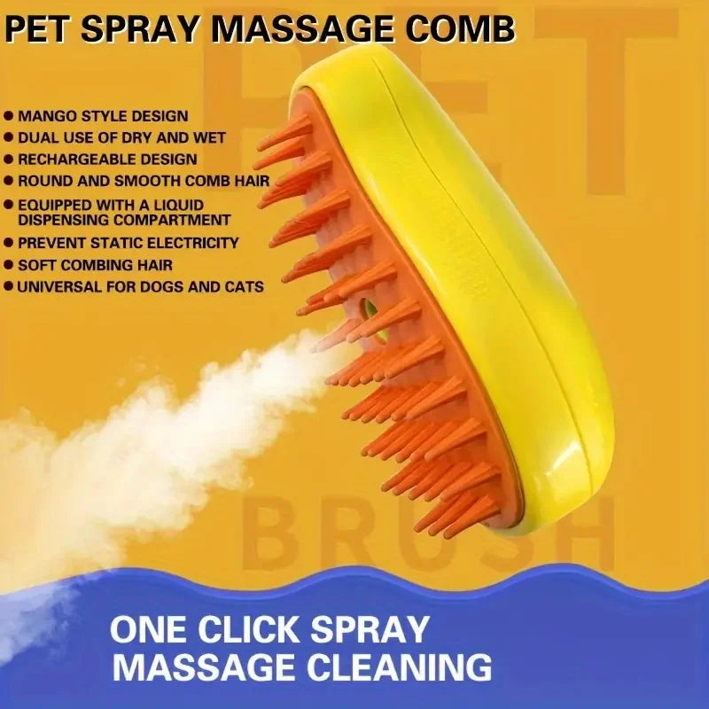 Steamy Dog Brush Electric Spray Cat Hair Brush